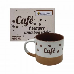 CANECA MODELO "CAFÉ É SEMPRE UMA BOA IDEIA" EM CERÂMICA 400ML REF: 10025868 CANECA MODELO "CAFÉ É SEMPRE UMA BOA IDEIA" EM CERÂMICA 400ML REF: 10025868