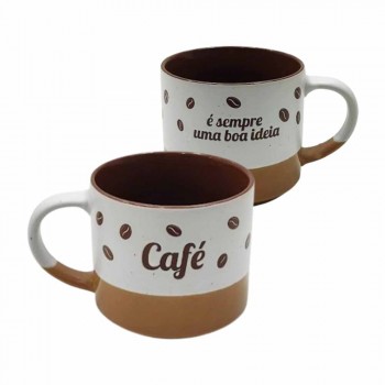CANECA MODELO "CAFÉ É SEMPRE UMA BOA IDEIA" EM CERÂMICA 400ML REF: 10025868