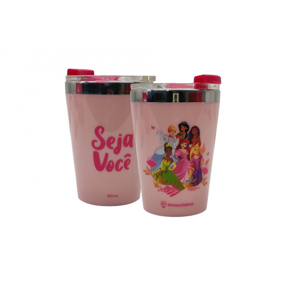 COPO DE VIAGEM MODELO PRINCESAS SEJA VOCÊ EM INOX 300ML REF: 10026057