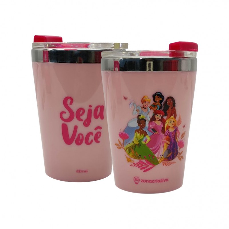 COPO DE VIAGEM MODELO PRINCESAS SEJA VOCÊ EM INOX 300ML REF: 10026057