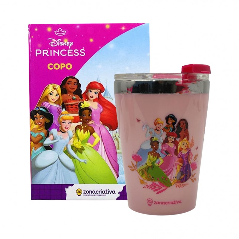 COPO DE VIAGEM MODELO PRINCESAS SEJA VOCÊ EM INOX 300ML REF: 10026057
