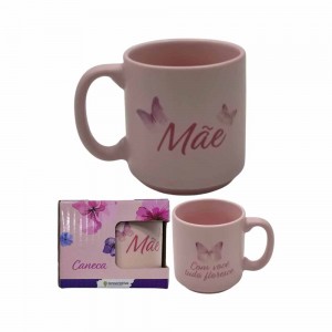 CANECA MINI TINA MODELO MÃE A VIDA E MAIS FELIZ COM VOCÊ EM CERÂMICA 100ML REF: 10025862 CANECA MINI TINA MODELO MÃE A VIDA E MAIS FELIZ COM VOCÊ EM CERÂMICA 100ML REF: 10025862
