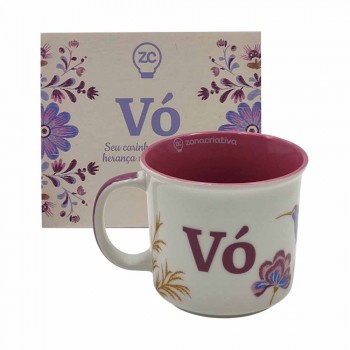 CANECA MODELO BORDADO DE VÓ EM CERÂMICA 350ML  REF: 10026136