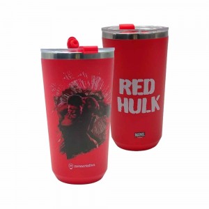 COPO MODELO RED HULK COM TAMPA EM PLÁSTICO 500ML REF: 10026488