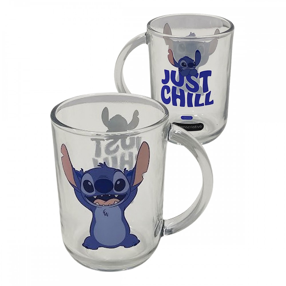 CANECA VERONA MODELO STITCH 300ML EM VIDRO REF: 10026538