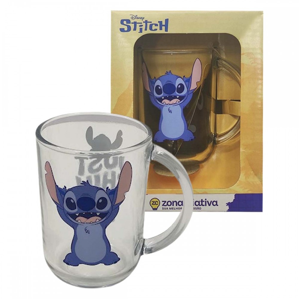 CANECA VERONA MODELO STITCH 300ML EM VIDRO REF: 10026538