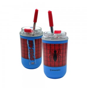 COPO COM CANUDO MODELO SPIDER MAN EM PLÁSTICO 300ML REF: 10073322