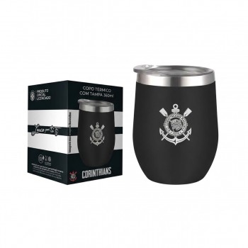 COPO TÉRMICO INOX COM TAMPA 360ML CORINTHIANS REF: 103139 COPO TÉRMICO INOX COM TAMPA 360ML CORINTHIANS REF: 103139