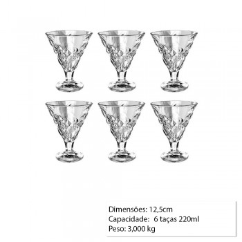 KIT DE 6 TAÇAS DE VIDRO 220ML REF: 64935/20 KIT DE 6 TAÇAS DE VIDRO 220ML REF: 64935/20