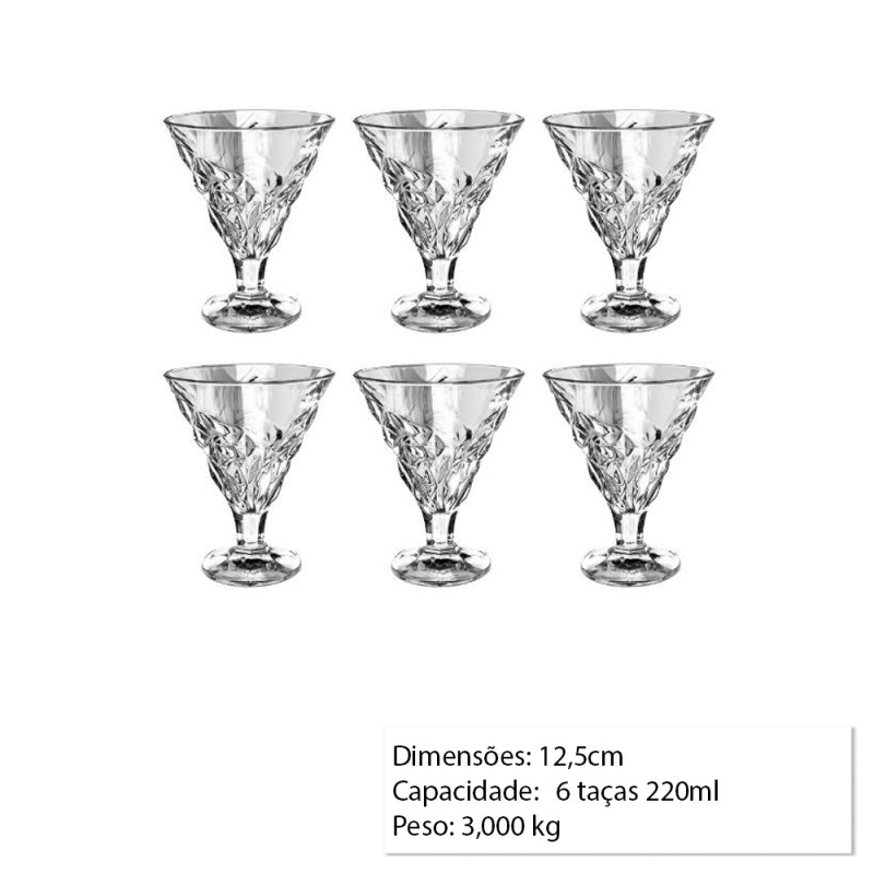 KIT DE 6 TAÇAS DE VIDRO 220ML REF: 64935/20
