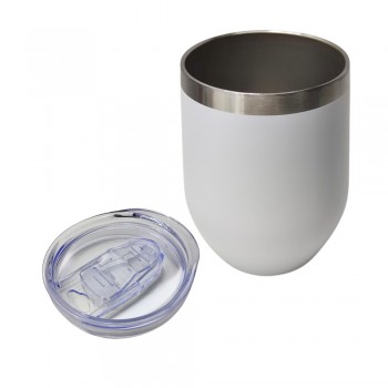 COPO TÉRMICO COM TAMPA FORMATO OVAL COLORIDO EM ALUMÍNIO 360ML REF: 120Z360
