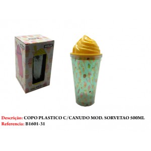 COPO PLÁSTICO C/CANUDO MOD. SORVETÃO 500ML COPO PLÁSTICO C/CANUDO MOD. SORVETÃO 500ML