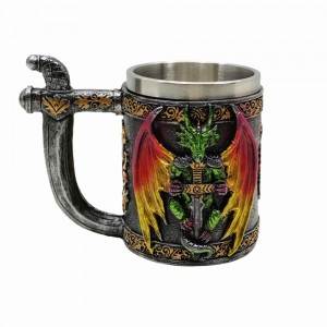 CANECA MEDIEVAL MODELO DRAGÃO EM INOX 400ML REF: 220042B
