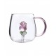 CANECA BOROSSILICATO COM ROSA 3D 350ML REF: 223047