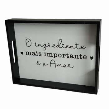 BANDEJA DECORATIVA COM FRASES EM MADEIRA REF: 2596