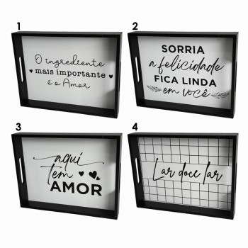 BANDEJA DECORATIVA COM FRASES EM MADEIRA REF: 2596