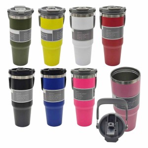 GARRAFA TÉRMICA COM CANUDO E ALÇA EM AÇO INOXIDAVEL 900ML REF: 30230 