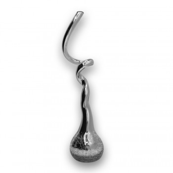 ENFEITE DECORATIVO MODELO GOTA TORCIDA DE PRATA EM VIDRO REF: GPP