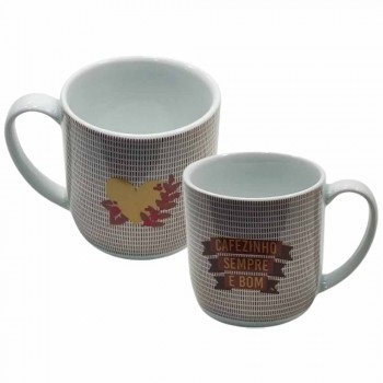 CANECA COM FRASE MODELO CAFÉZINHO SEMPRE É BOM EM PORCELANA 360ML REF: 401120