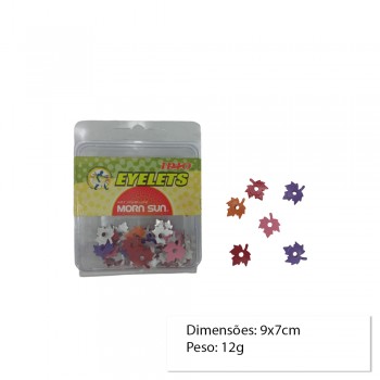 JOGO DE ILHOS MODELO FOLHA COM 50 UNIDADES  REF: 81871