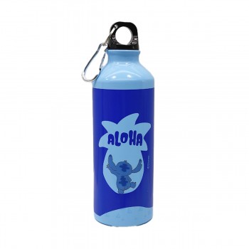 GARRAFA MODELO STITCH COM MOSQUETÃO 500ML EM ALUMÍNIO REF: DQH060-ST1