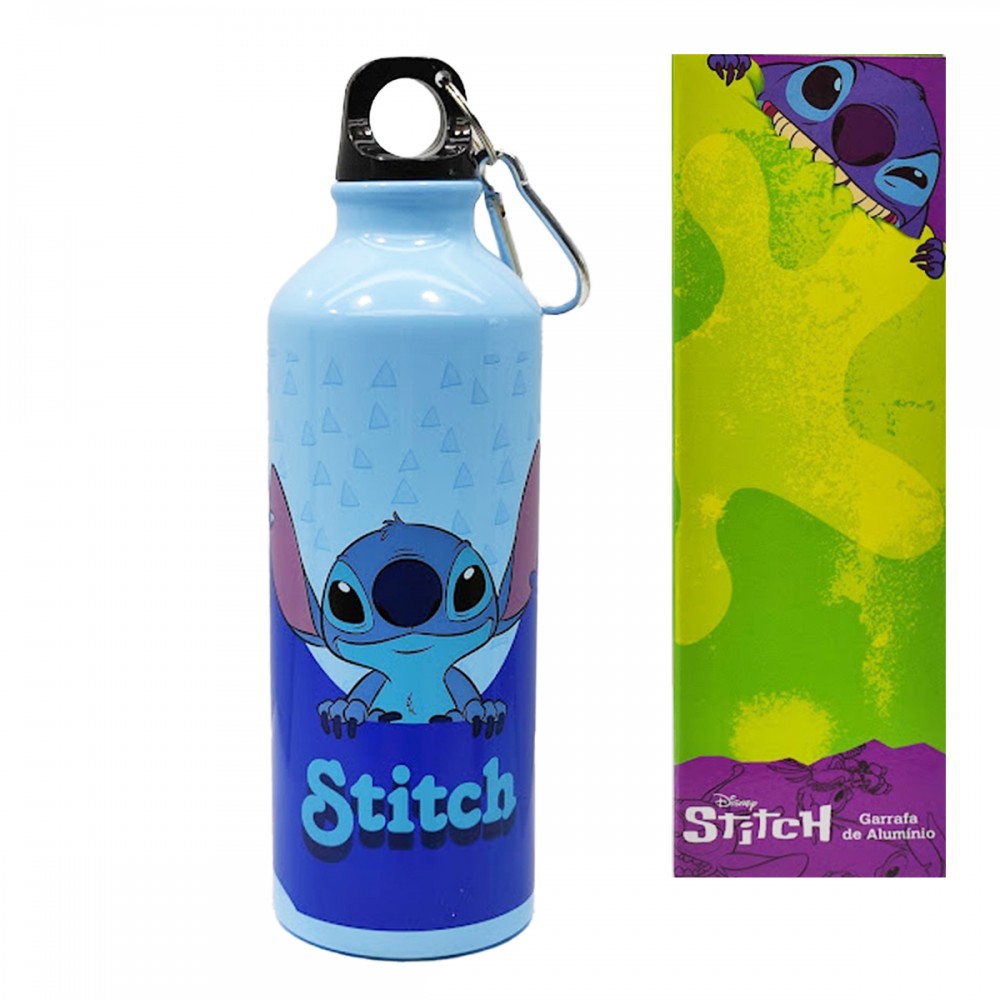 GARRAFA MODELO STITCH COM MOSQUETÃO 500ML EM ALUMÍNIO REF: DQH060-ST1 GARRAFA MODELO STITCH COM MOSQUETÃO 500ML EM ALUMÍNIO REF: DQH060-ST1