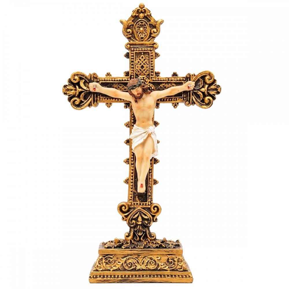 ENFEITE DE MESA DE RESINA MODELO JESUS NA CRUZ REF: ALJB1882K-9BC ENFEITE DE MESA DE RESINA MODELO JESUS NA CRUZ REF: ALJB1882K-9BC