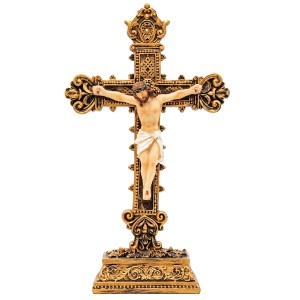 ENFEITE DE MESA DE RESINA MODELO JESUS NA CRUZ REF: ALJB1882K-9BC