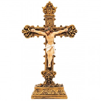 ENFEITE DE MESA DE RESINA MODELO JESUS NA CRUZ REF: ALJB1882K-9BC