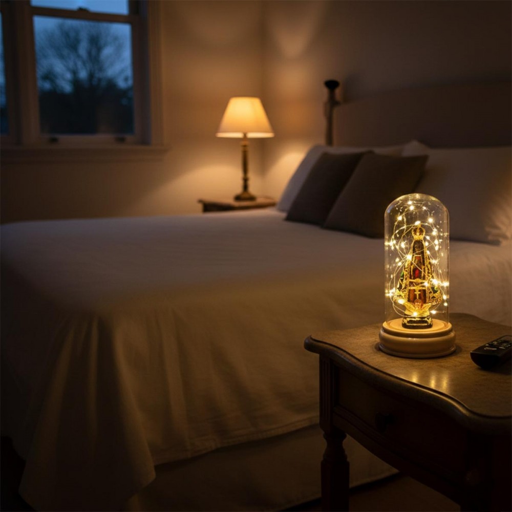 LUMINÁRIA DE RESINA E VIDRO MODELO NOSSA SENHORA REF: JYG-002