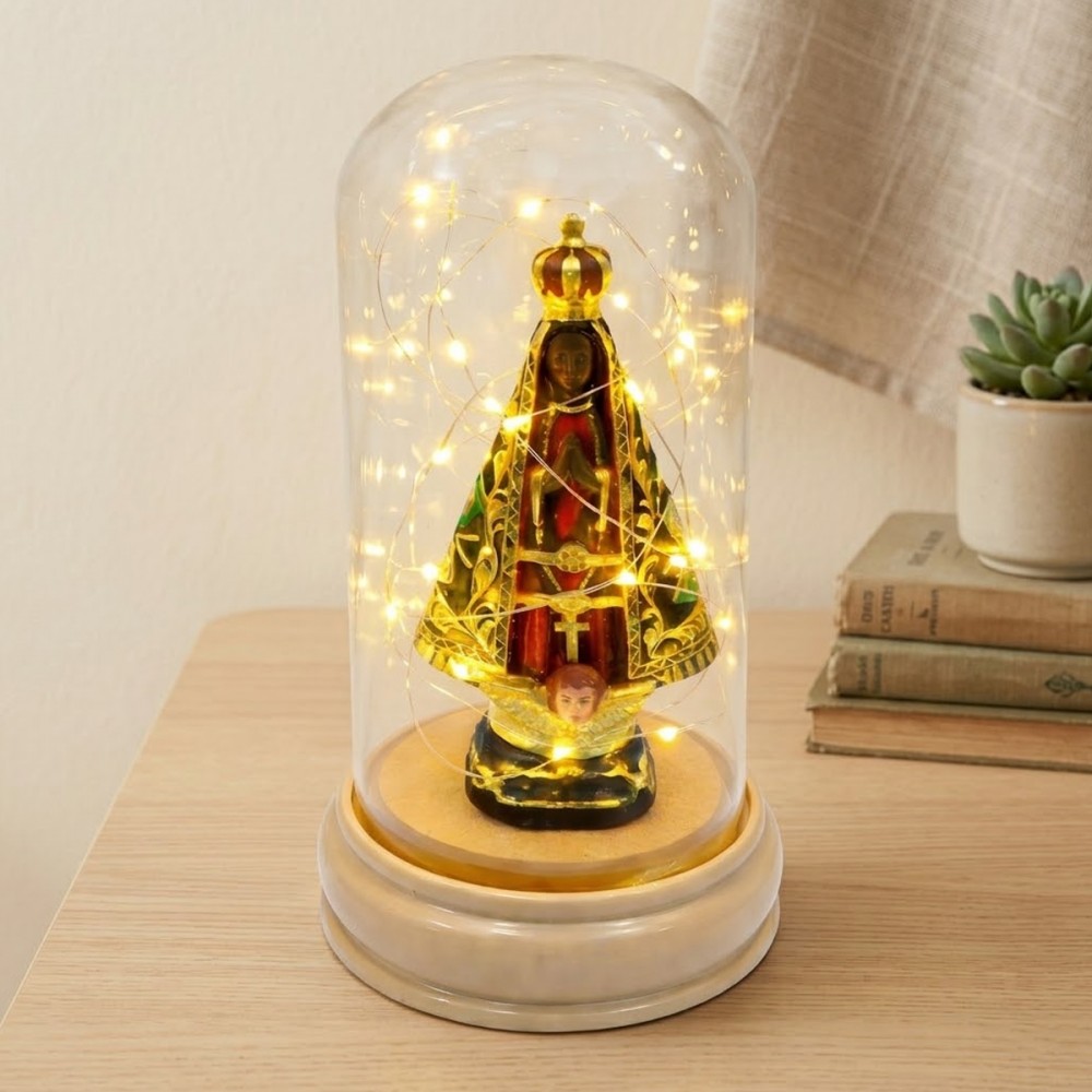 LUMINÁRIA DE RESINA E VIDRO MODELO NOSSA SENHORA REF: JYG-002