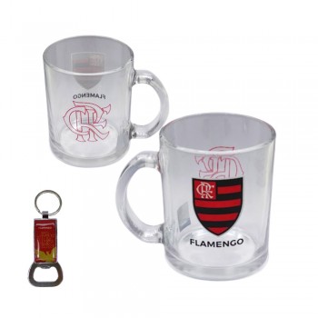 CANECA DE VIDRO MODELO FLAMENGO 320ML REF: TWZB13150B-5 CANECA DE VIDRO MODELO FLAMENGO 320ML REF: TWZB13150B-5