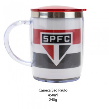 CANECA COM TAMPA MODELO SÃO PAULO EM PLÁSTICO 450ML REF: QH002F-2