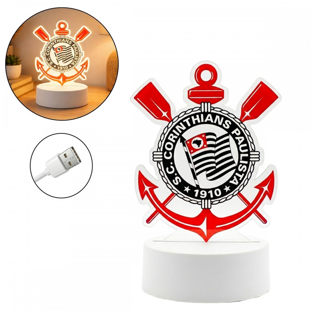LUMINÁRIA DE PLÁSTICO VIA USB MODELO CORINTHIANS REF: JD3077-1