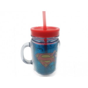 COPO COM ALCA E CANUDO SUPER MAN 420ML