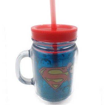 COPO COM ALCA E CANUDO SUPER MAN 420ML