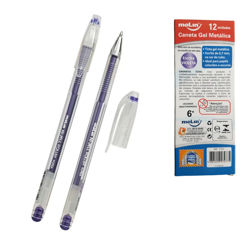 CANETA GEL METÁLICA VIOLETA C/12