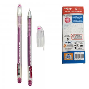 CANETA GEL METÁLICA ROSA C/12 CANETA GEL METÁLICA ROSA C/12