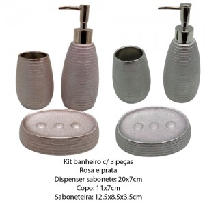 KIT BANHEIRO PORCELANA PRATA C/ 3PÇS REF: SXTE-5188 KIT BANHEIRO PORCELANA PRATA C/ 3PÇS REF: SXTE-5188