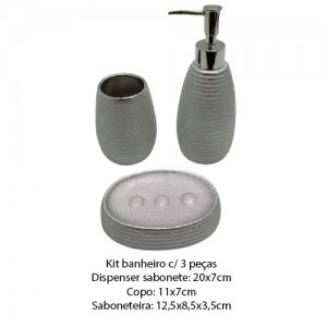 KIT BANHEIRO PORCELANA PRATA C/ 3PÇS REF: SXTE-5188 KIT BANHEIRO PORCELANA PRATA C/ 3PÇS REF: SXTE-5188