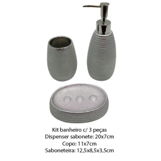 KIT BANHEIRO PORCELANA PRATA C/ 3PÇS REF: SXTE-5188