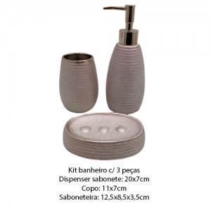 KIT BANHEIRO PORCELANA ROSA C/ 3PÇS REF: SXTE-5188 KIT BANHEIRO PORCELANA ROSA C/ 3PÇS REF: SXTE-5188