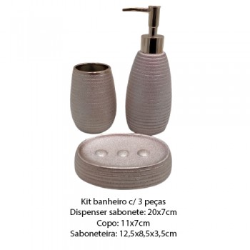 KIT BANHEIRO PORCELANA ROSA C/ 3PÇS REF: SXTE-5188