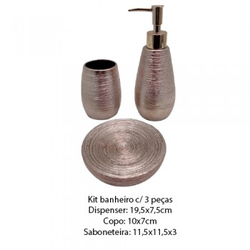 KIT BANHEIRO PORCELANA ROSA C/3PÇS REF: SXTE-5189