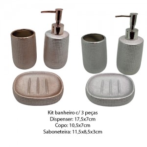 KIT BANHEIRO PORCELANA PRATA C/3PÇS REF: SXTE-5190 KIT BANHEIRO PORCELANA PRATA C/3PÇS REF: SXTE-5190