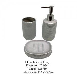 KIT BANHEIRO PORCELANA PRATA C/3PÇS REF: SXTE-5190 KIT BANHEIRO PORCELANA PRATA C/3PÇS REF: SXTE-5190