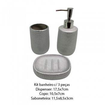 KIT BANHEIRO PORCELANA PRATA C/3PÇS REF: SXTE-5190