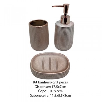 KIT BANHEIRO PORCELANA ROSA C/3PÇS REF: SXTE-5190