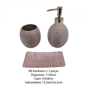 KIT BANHEIRO PORCELANA ROSA C/3PÇS REF: SXTE-5191 KIT BANHEIRO PORCELANA ROSA C/3PÇS REF: SXTE-5191