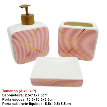 KIT DE BANHEIRO 3PÇS ROSA REF:BRCT-10375